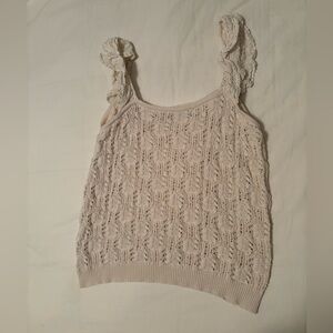 Dex Cream Lace-Trim Knit Tank